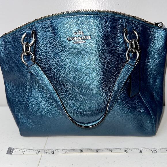 Coach Madison Small Kelsey Pebbled Satchel Leather Green Purse Handbag F23538 - Picture 1 of 8